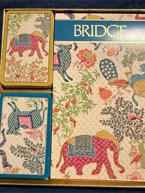 Caspari Le Jardin De Mysore Bridge Set Cards and Scoring Pads Elephant Colorful